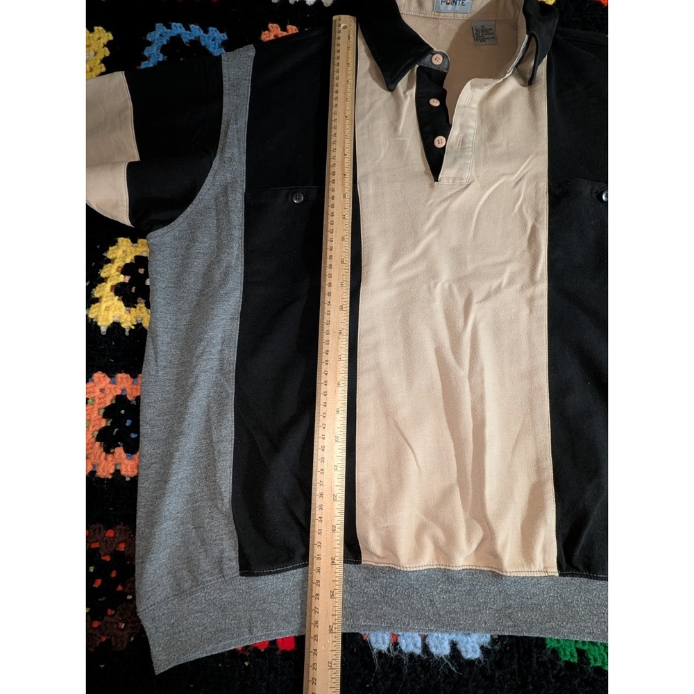 Windham Pointe Shirt Men's Black Beige Striped Size XL - Picture 4 of 7